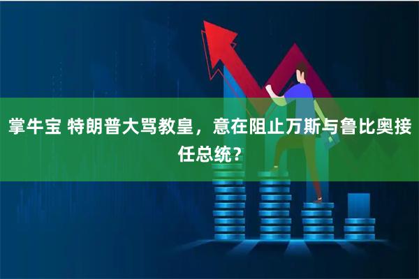 掌牛宝 特朗普大骂教皇，意在阻止万斯与鲁比奥接任总统？